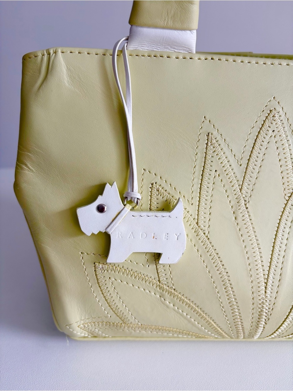 Radley London - Pistachio Leather Mini Grab Bag Purse - Floral Appliqué - Picture 3 of 8